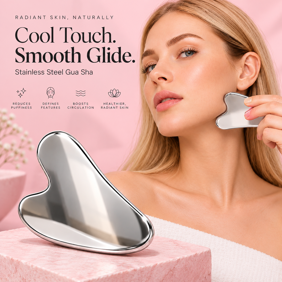 Facial Gua Sha & Lymphatic Brush Set for Face Massage
