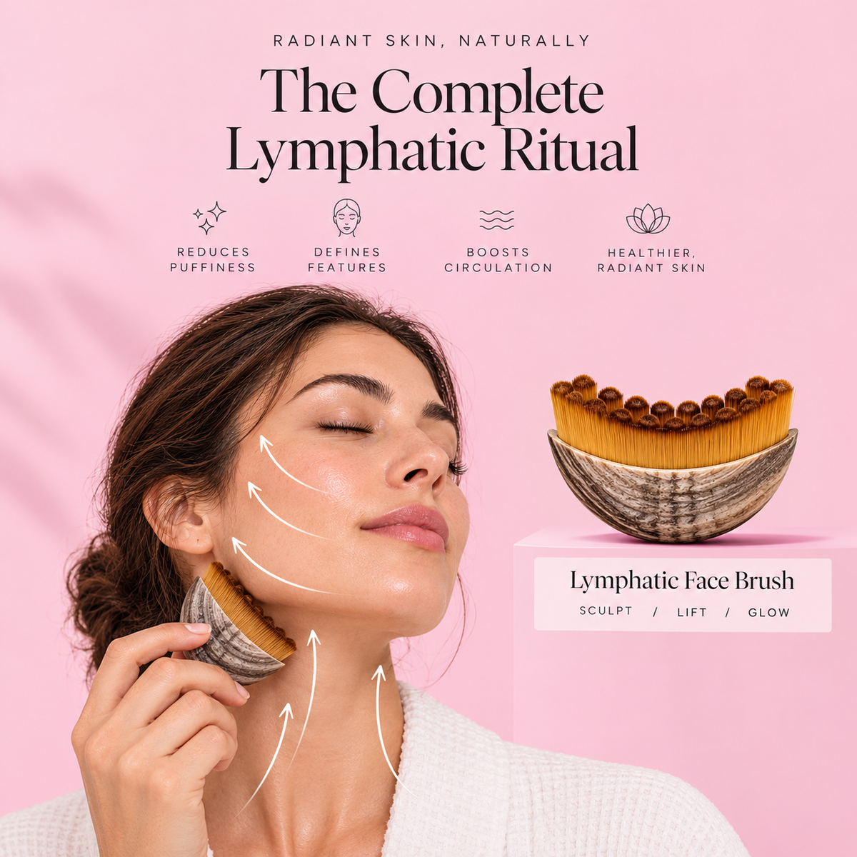 Facial Gua Sha & Lymphatic Brush Set for Face Massage